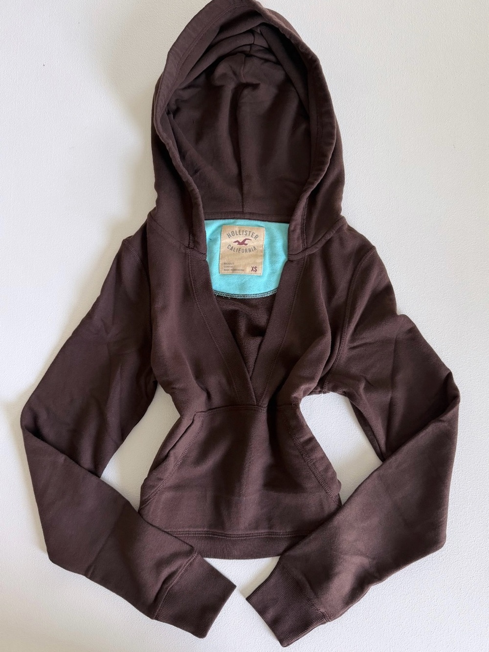 Hollister Brown Cropped Hoodie XS